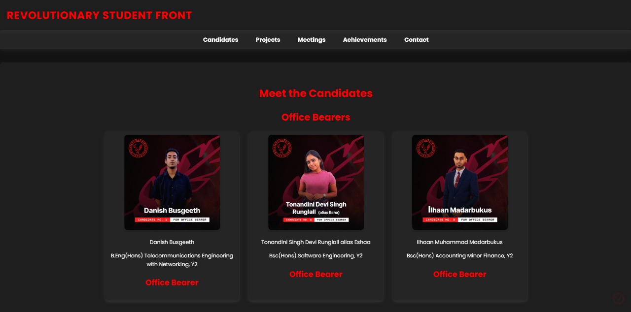 Revolutionary Student Front Campaign Website